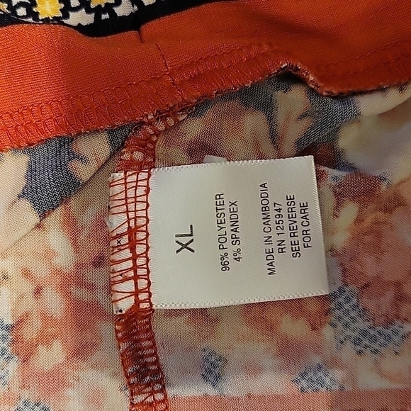 5/$25 Roz & ALI Coral Floral Rose Stripe Waist Tie Blouse FLAWED - Picture 7 of 11